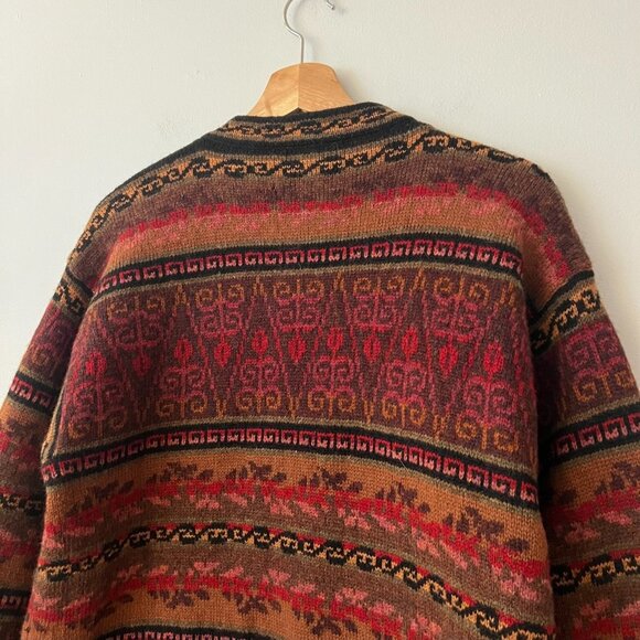 VTG Coldwater Creek Shetland Wool Floral Button Up Cardigan Sweater Women Size M - Picture 9 of 9